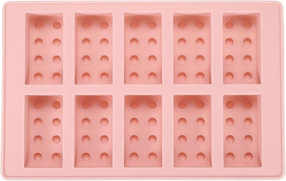 MECCANIXITY Beeswax Candle Mould, 10 Grids Beeswax Bar Mould Makes 10 x 0.8oz Reusable Easy Release Bees Wax Module for Wax Candle Making Butter Candy Chocolate Pink