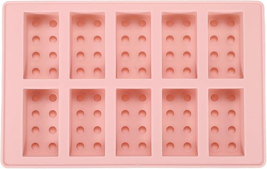 MECCANIXITY Beeswax Candle Mould, 10 Grids Beeswax Bar Mould Makes 10 x 0.8oz Reusable Easy Release Bees Wax Module for Wax Candle Making Butter Candy Chocolate Pink