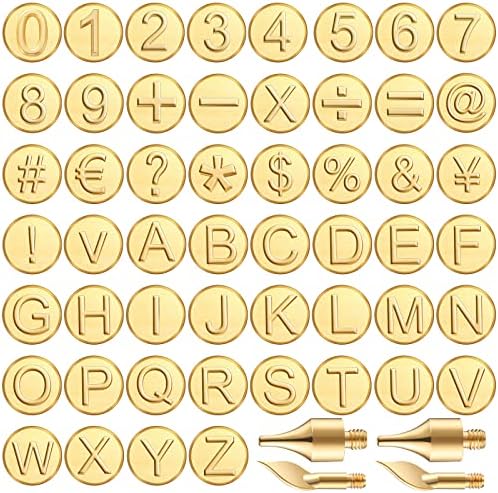 Mixweer 56 Pcs Wood Burning Letters and Numbers Wood Burning Tools with Letter Stamps and Number Tips Symbols for Wooden Burner Craft DIY Embossing Carving by Mixweer