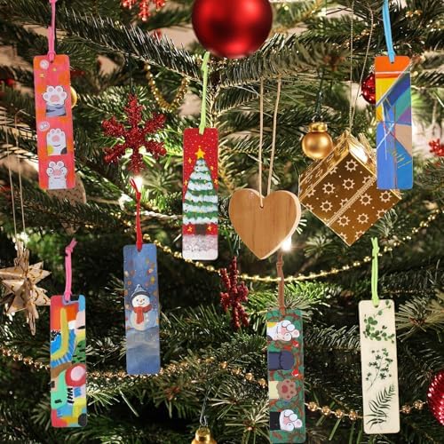 Rcpuirl 50 PCS Extra Large Thick Wood Bookmark with Tassels & Gift Ribbons – Unfinished Wooden Bookmarks to Paint, Bulk Blank Bookmarks for DIY Crafts, Painting, Wedding, Birthday Party Decors - Image 6