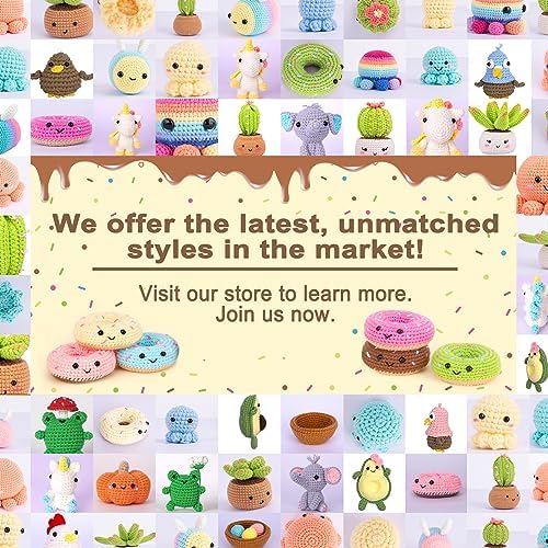Crochet Kit for Beginners, Beginner Crochet Starter Kit w Step-by-Step Video Tutorials, Learn to Crochet Kits for Adults & Kids, DIY Knitting Supplies, 6-Pack Donut Family(40%+ Yarn Content) - Image 6