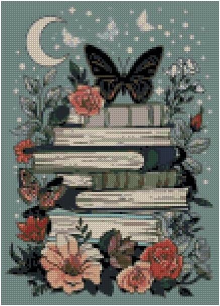 Book Flowers Stamping Cross Stitch Kit for Adults Dimensions Stitching Kit by TaeYsck