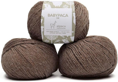 100% Baby Alpaca Yarn Wool Set of 3 Skeins (150 Grams) DK Weight - Made in Peru - Heavenly Soft and Perfect for Knitting and Crocheting (Sand, DK)