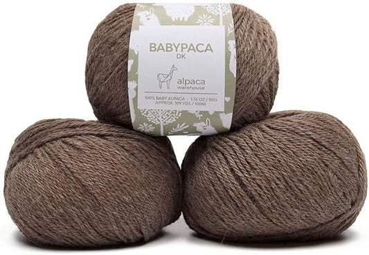 100% Baby Alpaca Yarn Wool Set of 3 Skeins (150 Grams) DK Weight - Made in Peru - Heavenly Soft and Perfect for Knitting and Crocheting (Sand, DK)