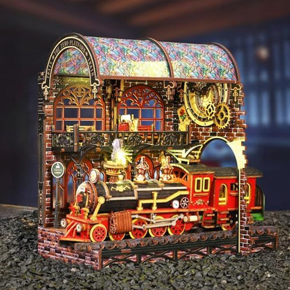 DIY Book Nook Kit, 3D Wooden Puzzle Miniature House Kit Adult, Station - Image 4