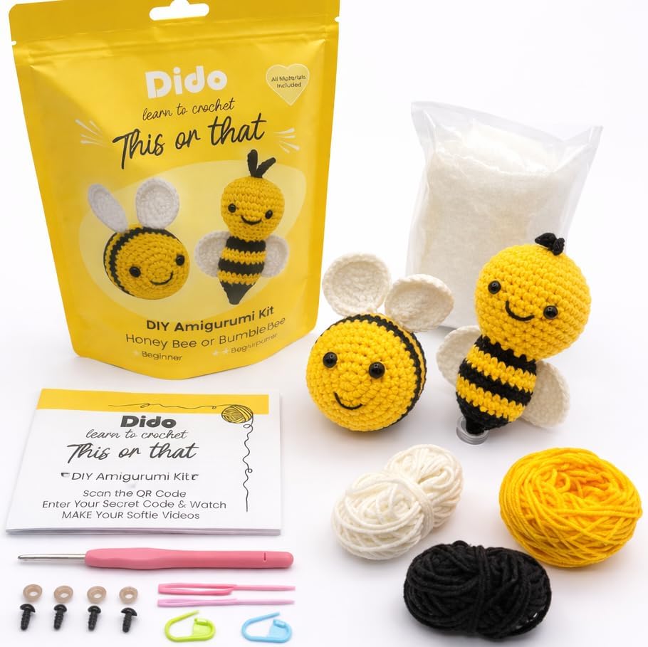 Crochet Kit for Beginners – DIY Amigurumi Kits (Bees, Yellow And Black) by Unknown