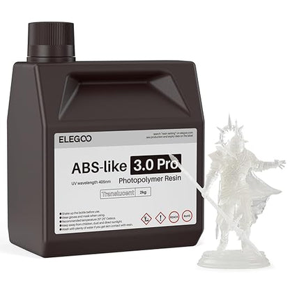 ELEGOO ABS-Like Resin 3.0 Pro, Higher Scratch-Resistance 3D Printing Photopolymer Resin, 405nm UV Resin for MSLA/DLP/LCD Printers Fast Curing High Precision Non-Brittle, Translucent 2000g