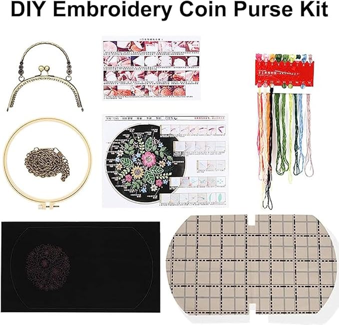 Easy Embroidery DIY Bags Purse Wallet Handbag Blue Bouquet Handmade Embroidered Handbag Crossbody