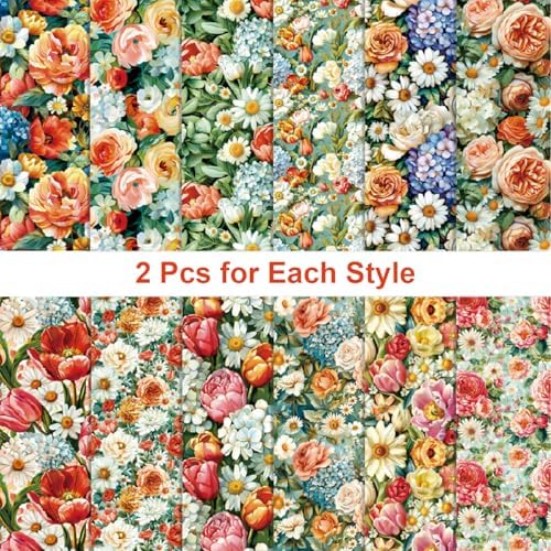 24 Sheets Blooming Flowers Pattern Paper, 6" x 6" Scrapbooking Supplies Decorative Craft Paper for DIY Card Making Photo Album Junk Journal Décor - Image 3