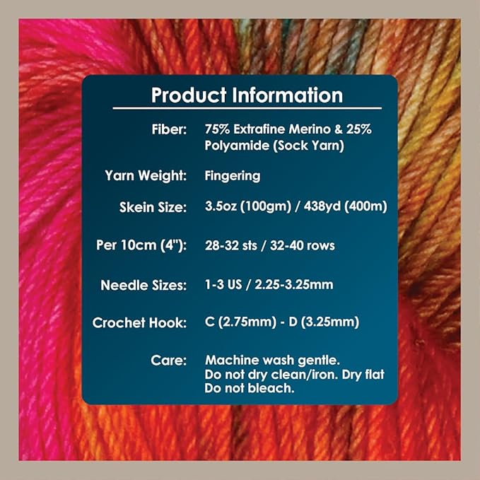 KnitPro Symfonie Hand Dyed Yarn | Extra Fine Merino Wool & Polyamide Blend for Knitting & Crocheting, Fingering Weight, Oeko-TEX Certified 400m, 100g Skein | Terra Variegated Dragon Vine