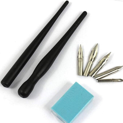 KooingTech Dip Pen Set With 2 Manga Pen Nib Holder and 5 Dip Pen Nibs, Cartoon Comic Dip Pen Set, Drawing Comic Pen Nib With Drawing Eraser