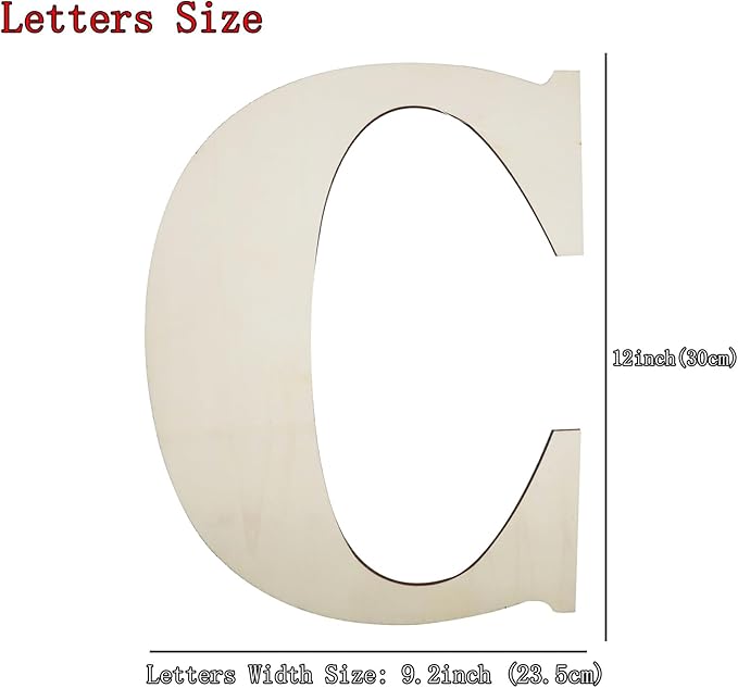 Big Unfinished Wooden Letters for Wall Decor 12 Inch Large Wooden Alphabet Blank Unfinished Wooden Letters for Craft Projects Birthday Party Wedding Wine Bar Sign - C