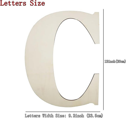 Big Unfinished Wooden Letters for Wall Decor 12 Inch Large Wooden Alphabet Blank Unfinished Wooden Letters for Craft Projects Birthday Party Wedding Wine Bar Sign - C