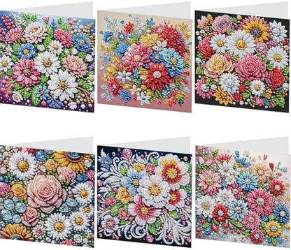 jinglinhh 6pcs Flower Clusters Diamond Art Painting Greeting Cards with Envelopes, DIY Card Making Kits for Adults, Diamond Art Postcards Holiday Cards Craft Gifts by Unknown