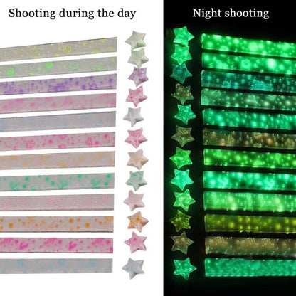 Star origami, colorful decorative paper strips, origami paper strips, DIY origami star paper strips (12 color glowing star origami/210 sheets) - Image 2