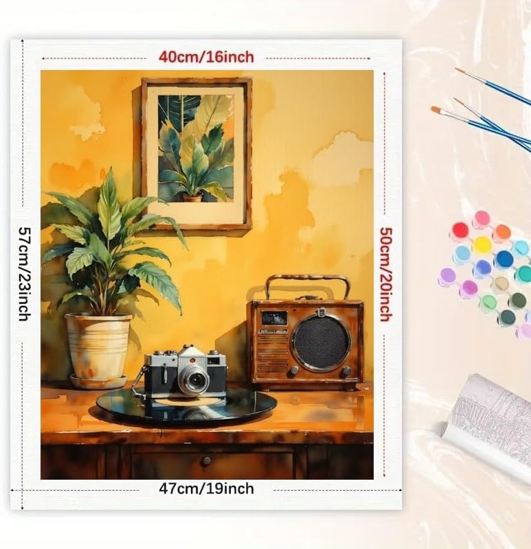 TAOPAOLAB Retro Radio Paint by Numbers Kit for Adults - DIY Vintage Radio and Camera Painting on Canvas 16x20 Inches, Acrylic Paint Set, Suitable for Beginners, Art for Home Decoration or Gifts - Image 2