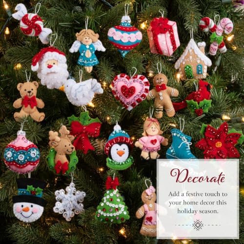 Bucilla, Felt Applique Ornament Making Kit, for DIY Arts and Crafts Projects, Set of 24, Modern Merry Minis - Image 4