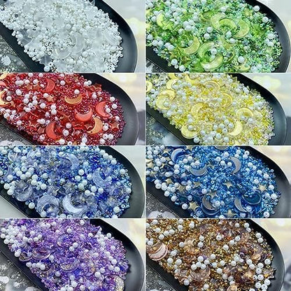 Assorted Glass Beads for Jewelry Making Multi Size Colors Glass Star Moon Seed Pearl Spacer Beads for Bracelets Necklace Earring Making(White Blue) - Image 5