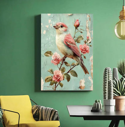 Vintage Style Pink Bird and Roses Paint by Numbers Kit for Adults Beginner 24colors 16x20 inch Without Framed - Image 2