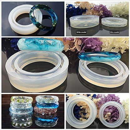 Crystal Clear UV Resin Crafts Kit with Color Liquid Pigment 12 Molds for Making Pendants Earrings Rings Bracelets Diamonds Jewelry Pieces + 58 Decorations Shining Glitter Flowers + Portable Lamp - Image 7
