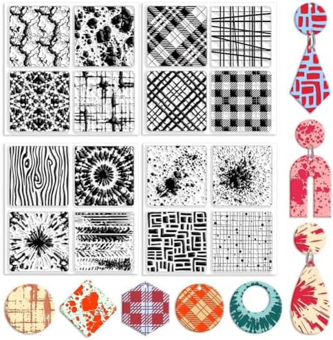 CHGCRAFT 4 Pcs 4 Styles Wood Print Polymer Clay Texture Sheets, 5.5x5.5inch by chgcraft