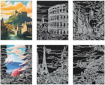 Brea Reese Scratch Art Paper Pad - 6 Global Iconic Views Metallic Art Kit - Image 4