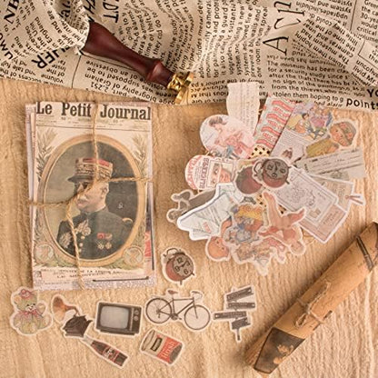 200Pcs Vintage Scrapbook Stickers, Aesthetic Junk Journal Stamping Supplies Kit, Scrapbooking Ephemera Washi Paper for Bullet Journaling Planners Diary Collage (Nostalgic) - Image 6