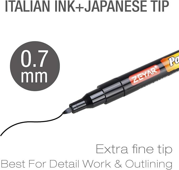 ZEYAR Premium Acrylic Paint Pen, Water Based, Extra Fine Point, 18 Colors, Odorless, Acid Free and Safe, Opaque Ink, Environmental Friendly, AP Certified