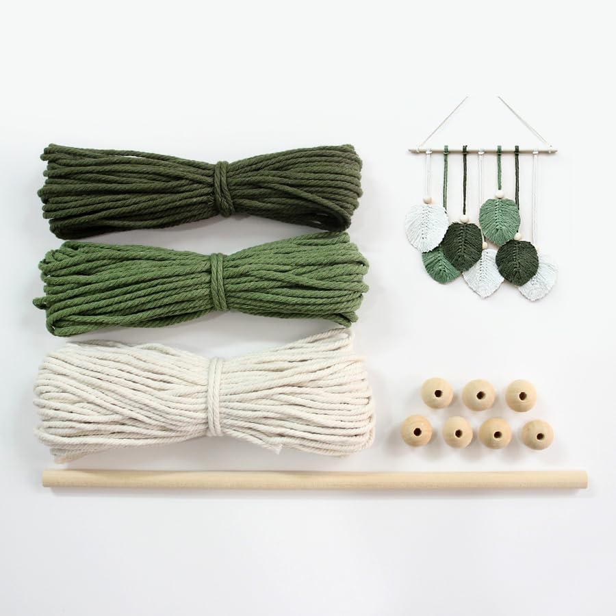 BUFANTL DIY Macrame Leaf Wall Hanging Kit for Beginners, Boho Woven Tapestry Craft Kit with Macrame Cord, Wooden Beads & Printed Instructions, Home Decor Macrame Kit for Adults. by Unknown