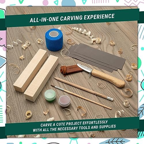 BeaverCraft Wood Carving Kit for Kids & Beginner DIY08 - Wood Whittling Kit for Kids 14+ Woodworking Starter Hobby Kits for Boys Wood Crafts Projects DIY Gifts, Carving Set Whittling Knife & Basswood - Image 6