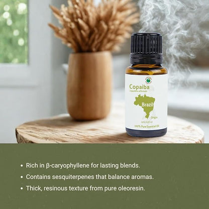 Nature Packaged Copaiba Essential Oil - Direct from Amazon Jungle Essential Oils Brazil - Steam Distilled - Aceite de Copaiba for Aromatherapy, Massage, Diffuser, DIY Candle and Soap Making - 15ml