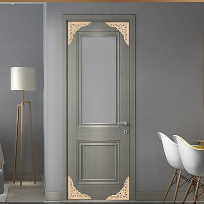 4PCS Corner Wooden Carving Decal Unpainted Wood Appliques Onlays DIY Wood Carved Furniture Appliques Onlays for Wall Bed Door Wardrobe Cabinet Furniture Decoration(06,15x15cm/5.91x5.91inch)