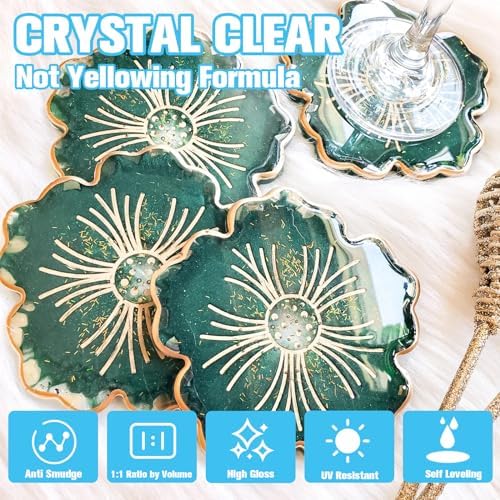 Teexpert Epoxy Resin - Fast Curing Resin 2 Gallon 4 Hours Demold Crystal Clear & Self-Leveling Casting Resin 8-10 Hours Quick Cure Epoxy Resin Kit for Jewelry, Ring, Keychains, Coaster, Wood, Molds - Image 4