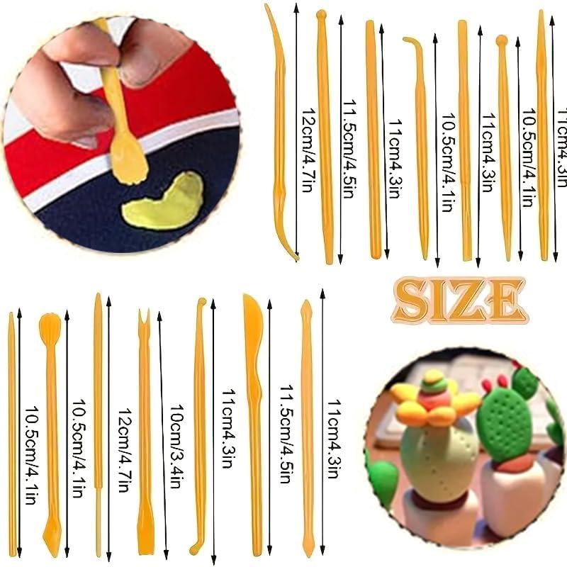 22Pcs Clay Modeling Tool Set, Dual-Ended Plastic Clay Sculpting Tools with Yellow Handles, Multi-Shape Polymer Clay Carving Knives for Pottery, Ceramic & DIY Crafts - Image 4