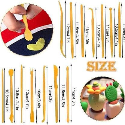 22Pcs Clay Modeling Tool Set, Dual-Ended Plastic Clay Sculpting Tools with Yellow Handles, Multi-Shape Polymer Clay Carving Knives for Pottery, Ceramic & DIY Crafts - Image 4