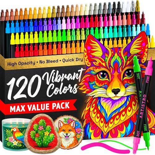 ARTISTRO Dual-Tip Acrylic Paint Marker Pens - Set of 120 by ARTISTRO