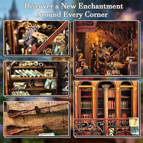 OZJAY Book Nook Kit, Magic Castle Bookstore 3D Wooden Puzzles for Adults - Image 5