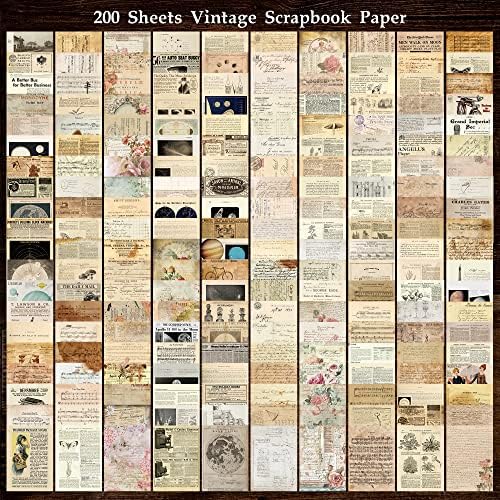200 Sheets of Vintage Scrapbook Paper, Journaling Scrapbooking Supplies Craft Decoupage Papers Kit, Ephemera for Junk Journal Bullet Journals Well Posters Room Decor for Card Making Decorative Gift - Image 2