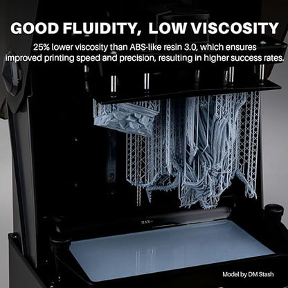 ELEGOO ABS-Like Resin 3.0+, Upgraded 3D Printer Photopolymer Resin, Higher Heat-Resistance Fast Curing High Precision Non-Brittle, Grey 2000g