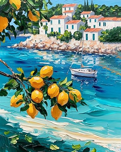 AuraDraw Lemon Paint by Number Kit for Adults, Lemon Tree Paint by Numbers for Adults, DIY Oil Painting Kits on Canvas for Home Decor (16x20inch) by AuraDraw