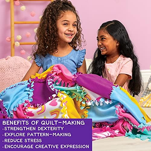 Made By Me Easy-to-Knot Quilt Making by Horizon Group USA, Create a 59” x 39” Fleece Quilt, No Cutting or Sewing Necessary, Includes 20 Fabric Squares & Felt Embellishments, Learn 4 Ways to Knot - Image 5