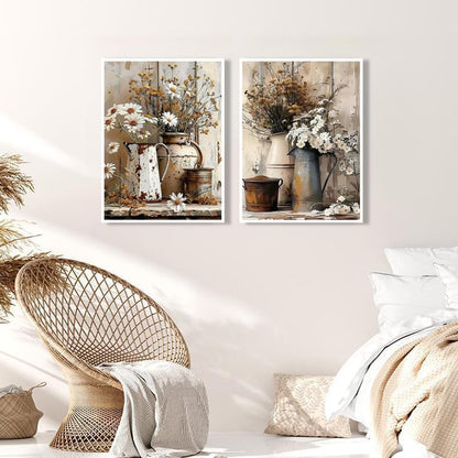 2Pack Flowers Paint by Numbers Kit for Adults Beginners, Floral in Tin Cans Adults Paint by Number Kits with framed-Wood Easel, DIY Acrylic Oil Painting by Numbers Crafts for Home Wall Decor 8X12 Inch - Image 3