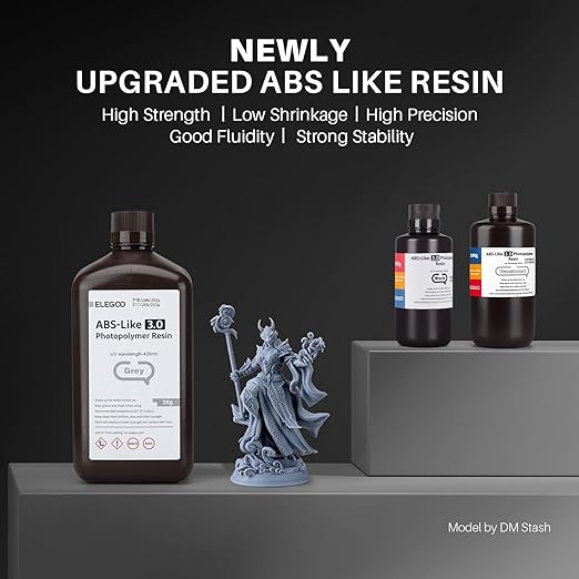 ELEGOO ABS-Like 3D Printer Resin 3.0, 405nm UV-Curing Photopolymer Resin for Mars Saturn Jupiter MSLA DLP LCD 3D Printing with Strength and Toughness, High Precision, Low Viscosity, Smoky Black 2000g