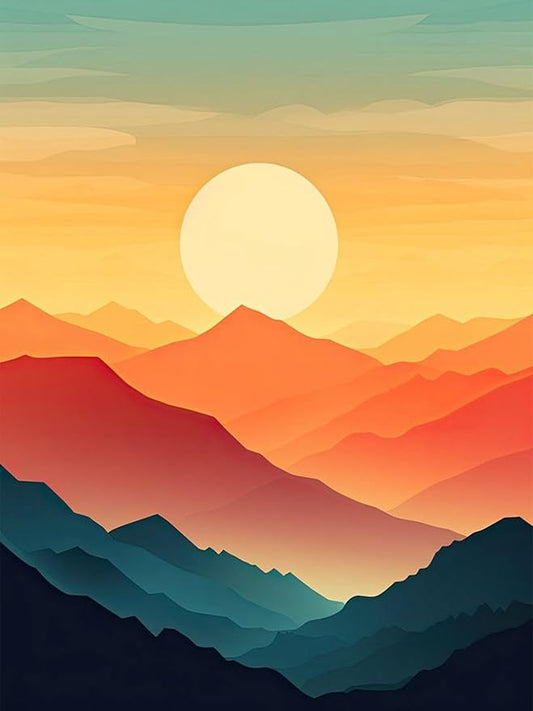 DFPSCLLA Diamond Art Kits for Adults, Mountain Sunset Diamond Painting Kits for Beginner Book Round 5D Full Drill Diamond Dots Crafts for Home Wall Decor Gifts 12x16 Inch