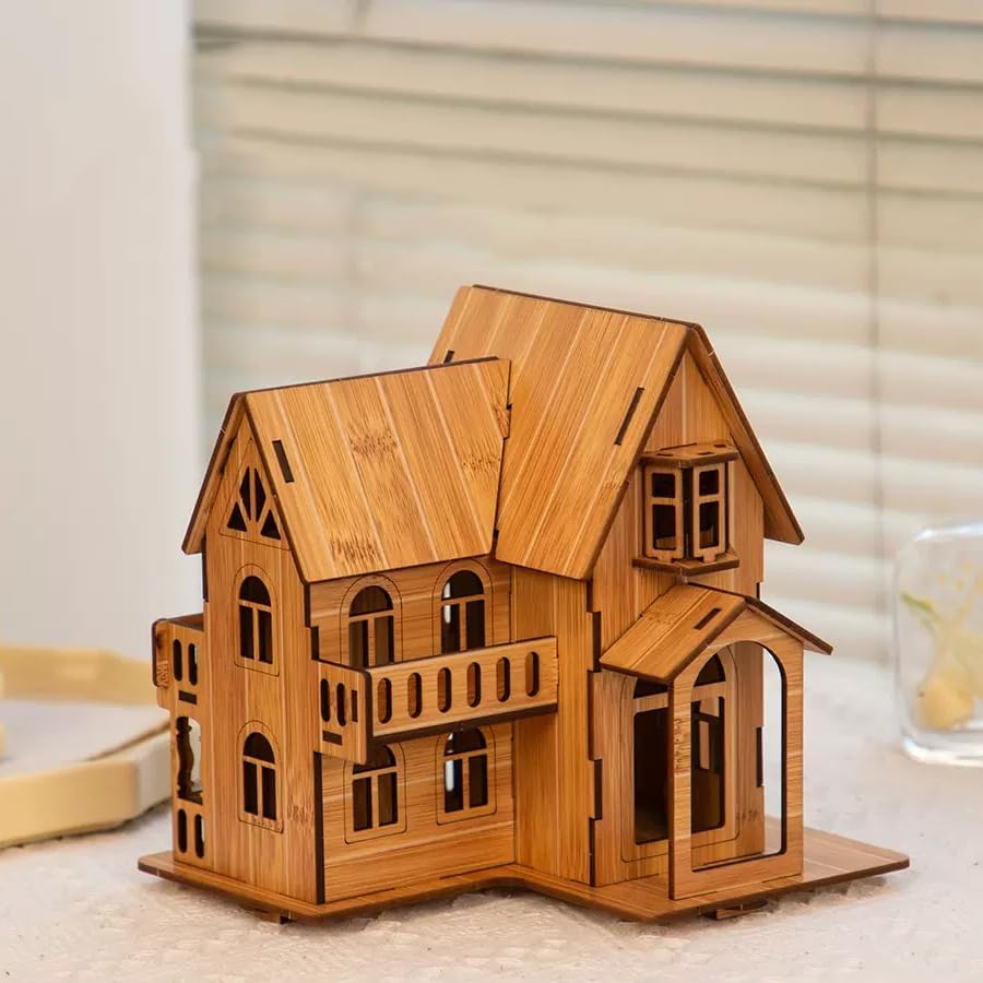 Log Cabin 3D Wooden House Puzzle,DIY Mini Building Model Kit，009 - Image 6