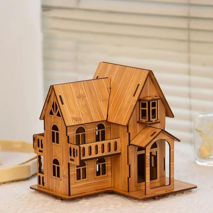 Log Cabin 3D Wooden House Puzzle,DIY Mini Building Model Kit，009 - Image 6