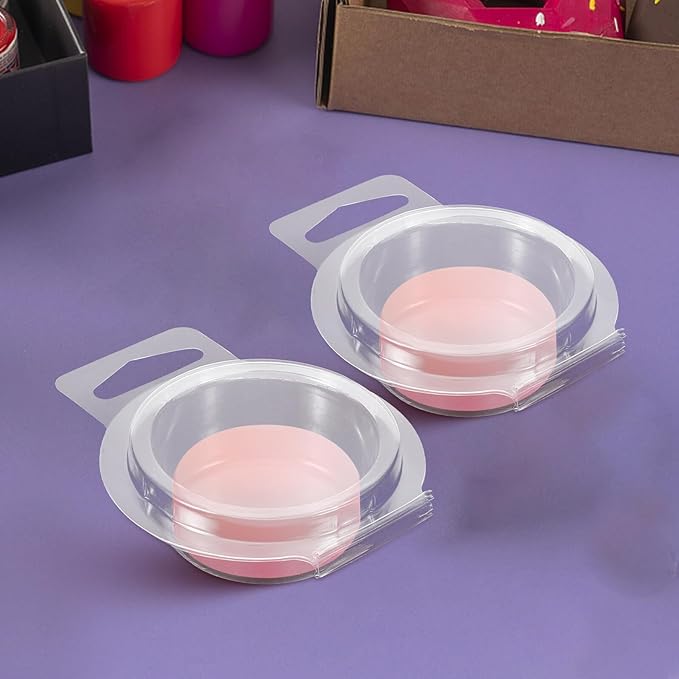 Alipis 100pcs Transparent Wax Melt Molds with Plastic Packaging Boxes for DIY Soap and Candle Cubes Clear Clamshell Containers for Fresh Fragrant Storage