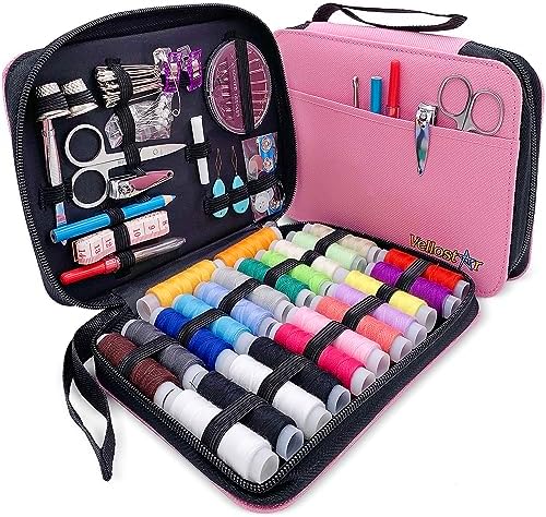 Vellostar Sewing Kit for Adults, Teens & Kids - 100-Piece Pink Beginner Set by VELLOSTAR