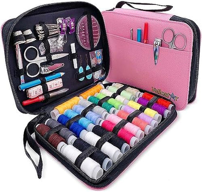 Vellostar Sewing Kit for Adults, Teens & Kids - 100-Piece Pink Beginner Set by VELLOSTAR
