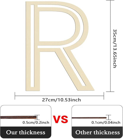 Large Wooden Letters 14 inch for Wall Decor Crafts Big Wood Letter R 1/5 Inch Thick Unfinished Alphabet Cutouts Paintable Letters for DIY Wreath Home Party Wedding Baby Nursery Decorations (R)